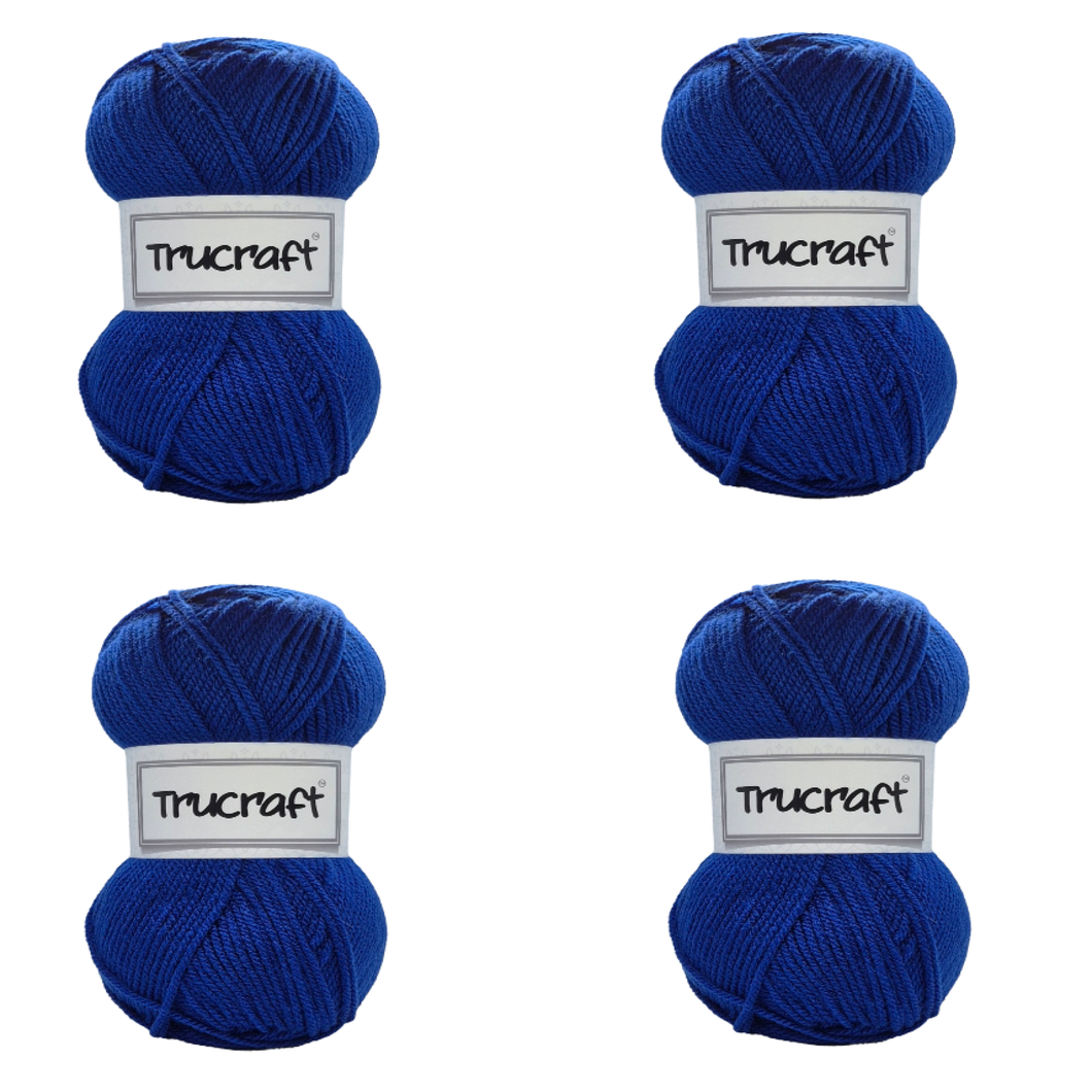 Trucraft - Premium Aran Yarn - 4 x 100g Balls Pack - Wool Shade 003 Azure Blue