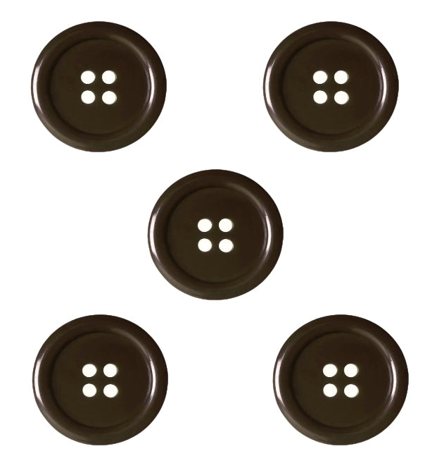 Trucraft - Flat Coat Buttons - 4 Hole - Size 30 / 19mm - Brown -  Pack of 5