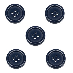 Trucraft - Flat Coat Buttons - 4 Hole - Size 30 / 19mm - Navy -  Pack of 5