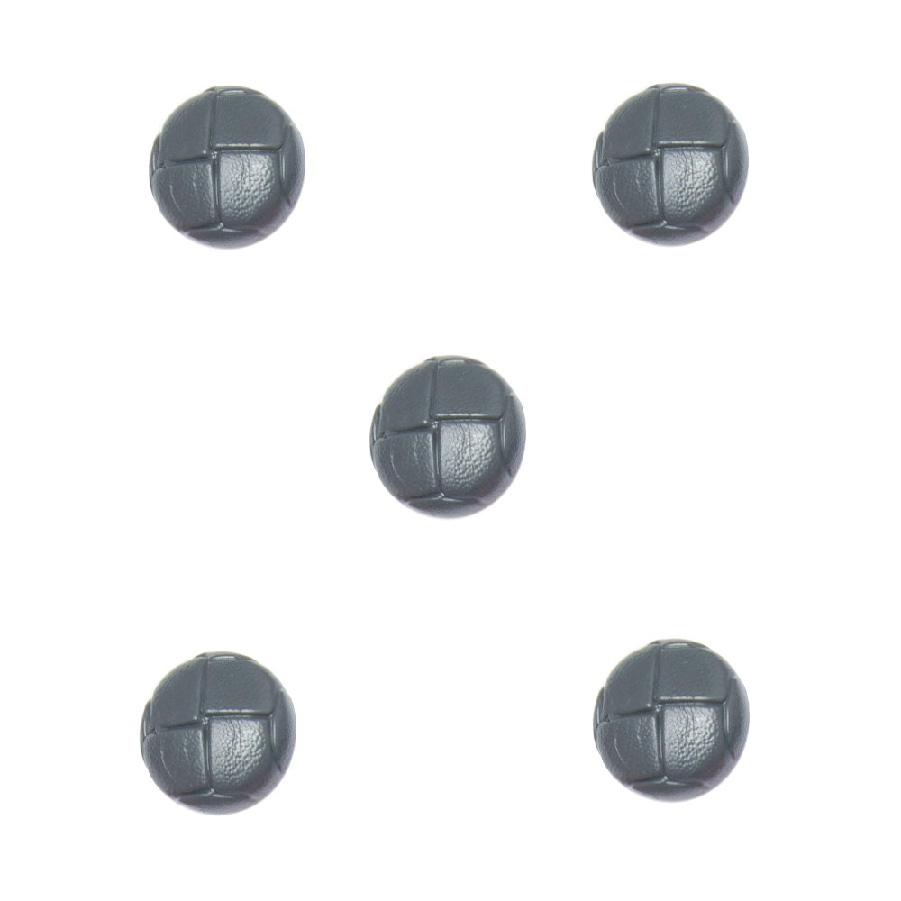 Trucraft - 15mm - Leather Look Football Shank Buttons - Pack of 5 - Grey