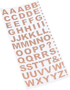 Trucraft -  Glitter Capital Letter Alphabet Craft Stickers - Rose Gold