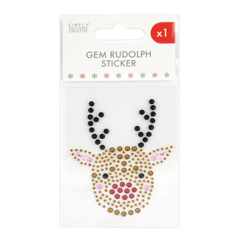 Simply Creative - Large Christmas Gem Sticker - Rudolph