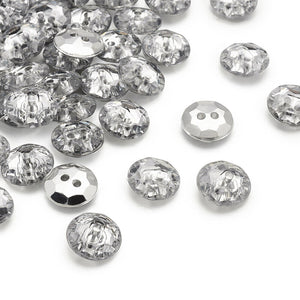 Trucraft - 11.5mm - Clear Round Diamante Sparkle Buttons - Two Hole - Pack of 5