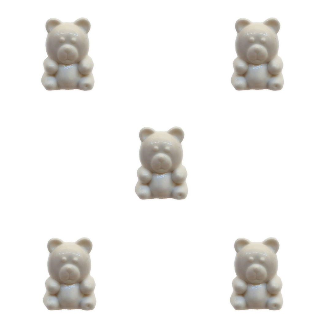 Trucraft - White Teddy Bear Shank Buttons - 15mm - Pack of 5