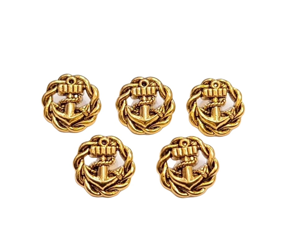 Trucraft - 18mm Gold Anchor Shank Buttons - Pack of 5