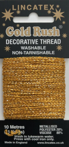 Lincatex Gold Rush Metallic Glitter Embroidery Thread 10m - GOLD